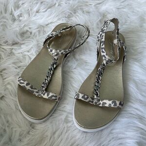 Guess T-Strap Cheetah Print Platform Sandals